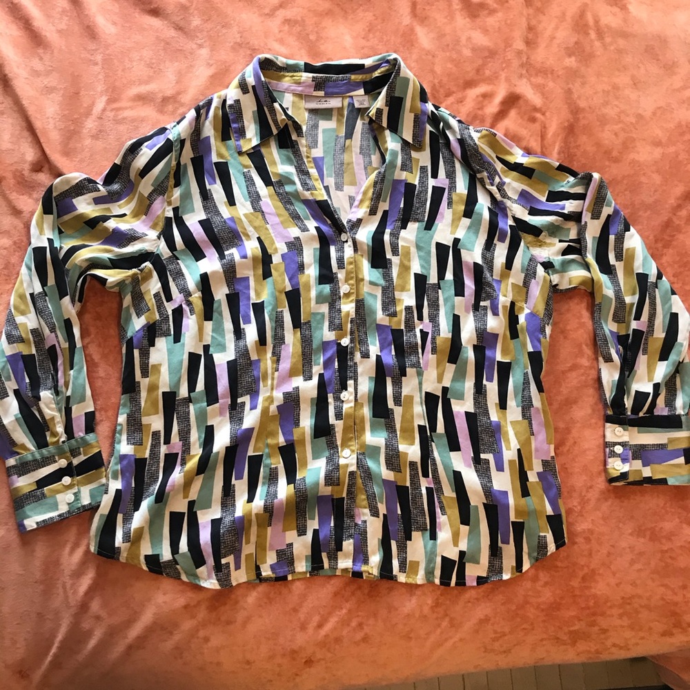 Silk retro-style button up blouse